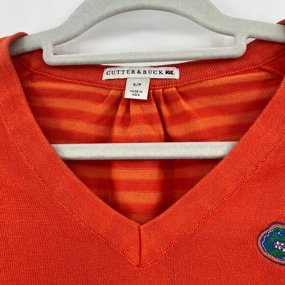 Cutter & Buck Gators Men Sweater Sz S Orange Stripe Preppy Tailgate Florida Fall - Picture 12 of 16